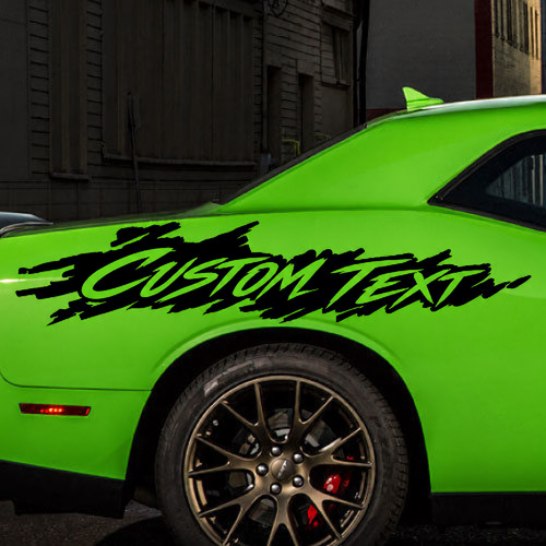 CUSTOM TEXT Cursive Grunge Splash Pair Parafango posteriore Adesivo in vinile per Dodge Challenger