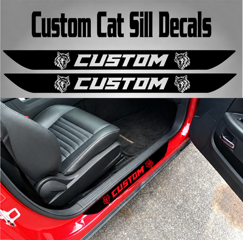 Hellcat Style Black Custom Cat Sill Pair — Adesivo in vinile (porta) per Dodge Challenger 2015-2017