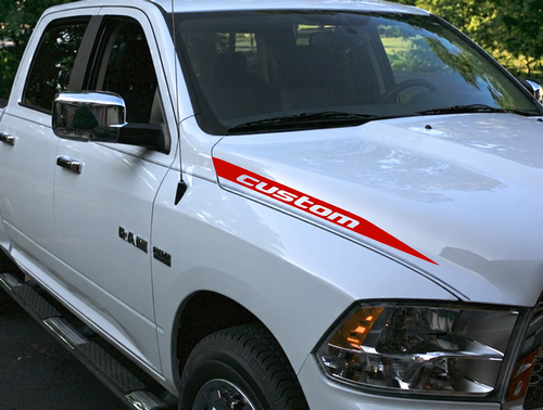 Set di Strisce Laterali Personalizzate Adesivo in Vinile Cofano per Dodge Ram 1500