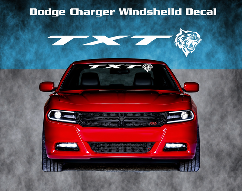 Adesivo in Vinile per Parabrezza con Testa di Gatto TXT per Dodge Charger