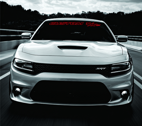 Adesivo in vinile per parabrezza con motivo a scacchi e contorno CUSTOM T/X per Dodge Charger