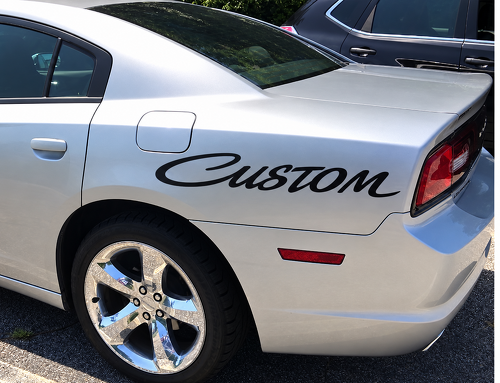 Lettere parafango script personalizzate Coppia adesivi in vinile per parafango posteriore per Dodge Charger