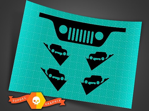 Adesivo in vinile per parabrezza con griglia Jeep per Jeep Wrangler