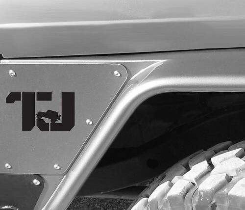 Adesivo in Vinile Universale con Silhouette Jeep e Logo TJ per Jeep Wrangler