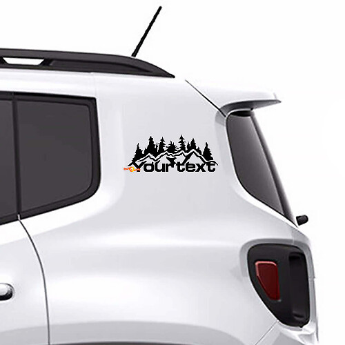 Testo Personalizzato Montagne Foresta Adesivo in Vinile Grafica per Jeep Renegade