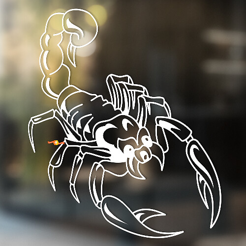 Adesivo Universale in Vinile con Contorno Scorpione a Coda Sollevata