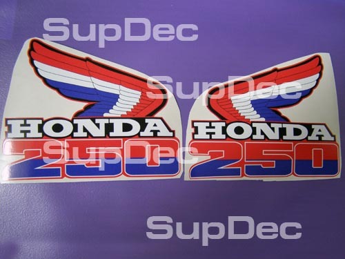 Coppia di decalcomanie in vinile stile aletta Honda 250 1985 per Honda