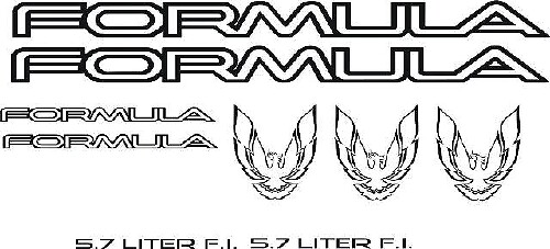 Set di 9 Adesivi in Vinile per Pontiac Firebird Formula 1985-1990