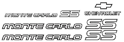 Kit Adesivi in Vinile per Restauro Chevrolet Monte Carlo SS per il 1985-1986