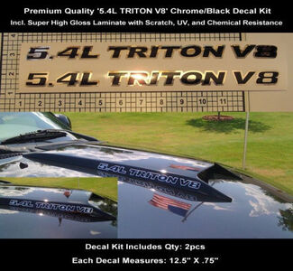 5.4L Ford Triton F150 F250 Chrome Black Decal Kit 2 pezzi 12,5 pollici Hood Scoop 0113