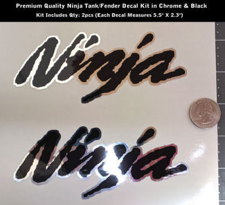 Ninja Decal Kit 2 pezzi Chrome & Black per serbatoio o parafango 5.5