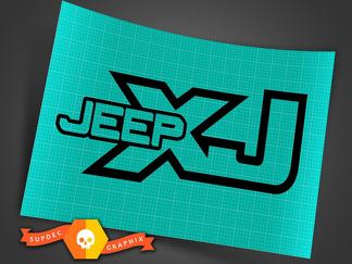 Jeep XJ - Nero - Decalcomania in vinile Adesivo Off Road Cherokee Trails Rock Crawling 4x4