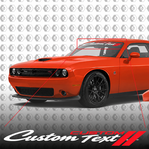 CUSTOM CUSTOM TEXT Twin Slash Banner — Adesivo in vinile (parabrezza) per Dodge Challenger 2018-2020
