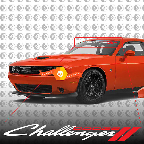 Adesivo per decalcomania per parabrezza Dodge Challenger 2018-2020 nuovo design