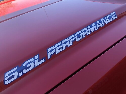 5.3L PERFORMANCE + Contorno cofano, decalcomanie adesive carrozzeria per Chevy, GMC, Silverado, Sierra
