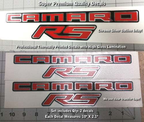 Camaro RS SS Kit decalcomanie adesivi parafango bagagliaio inserti cromati qualità Premium 0027 2024
