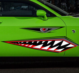Denti di squalo tigre volante vinile adesivo decalcomania grafica auto guerra aereo barca canoa
