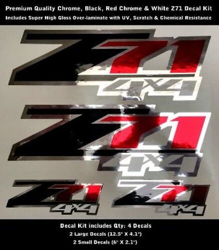 Kit adesivi Z71 Cromo Rosso Cromo Nero Bianco Qualità Premium 0091
