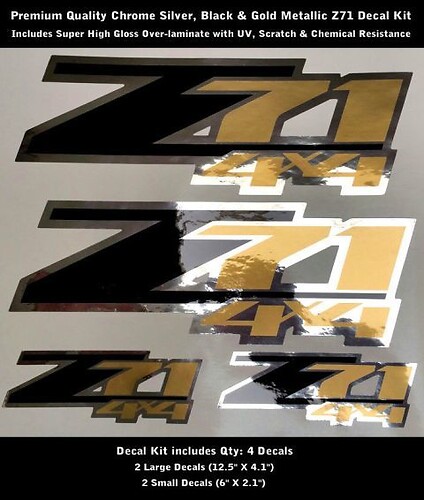 Z71 Kit adesivi decalcomanie cromato nero oro metallizzato qualità premium 0092
