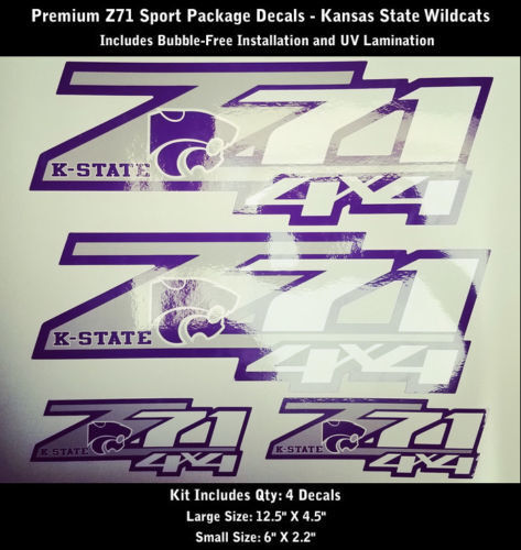 Kit adesivi Z71 Kansas State Wildcats qualità premium senza bolle 0181
