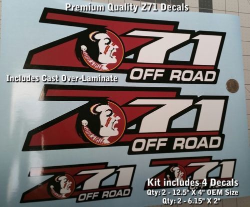 Kit decalcomanie adesive Z71 Dimensioni OEM Florida Seminoles FSU Il design include 0020
