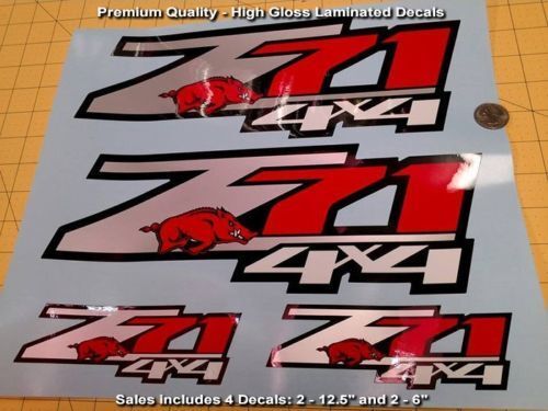 Z71 Adesivi Decalcomanie SET DI 4 Arkansas Razorbacks Finitura lucida di qualità premium, BELLO
