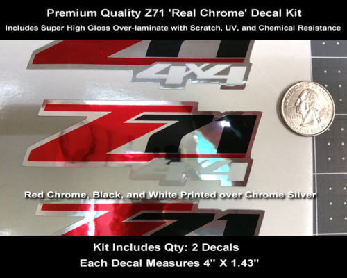 Kit adesivi in vinile stile cromato Z71 4x4 per Chevy Silverado GMC Sierra