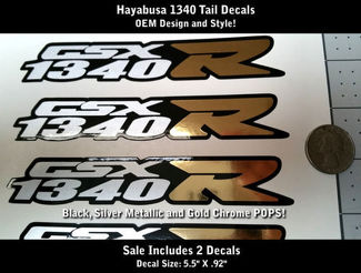 1340 Hayabusa Decalcomanie Stile Originale Nero Metallico Argento Oro Cromo 5.5