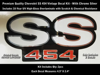 SS 454 Decal Kit 2pz Camaro Chevrolet Chrome Contorni 4.5