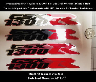 Kit adesivi coda 1300 R Hayabusa GSXR 2 pezzi Chrome Red Black UV 0172