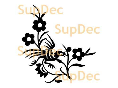 Adesivo per bagno con finestra in vinile con uccello, rimovibile, n. 6
