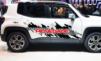 Jeep Renegade Side Splash Tire Tracks Logo Graphic Vinyl Decal Sticker 2 colori