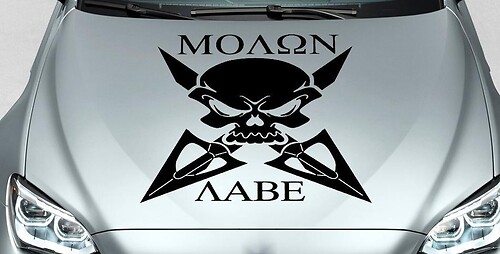 Adesivo in Vinile con Teschio Molon Labe per Cofano Jeep Wrangler