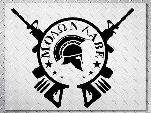 Adesivo in Vinile Elmo Spartano Molon Labe con Fucili Incrociati per Jeep Wrangler