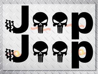 Jeep Punisher Skulls Decalcomanie in vinile per adesivi Wrangler Side Bump Sticker