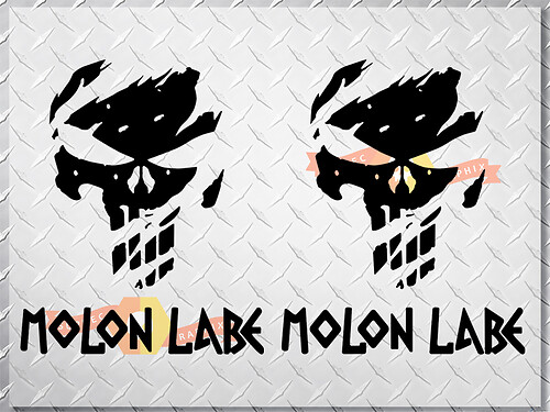 Adesivo Vinile Laterale Teschio Punisher Molon Labe