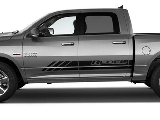 Dodge RAM Rebel strisce pannello bilanciere 4X4 lato letto Adesivi decalcomanie grafiche