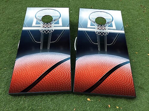 Set di Adesivi in Vinile per Tavola Cornhole a Tema Canestro da Basket