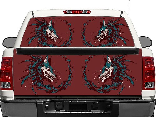 Adesivo in Vinile Furious Wolf per Finestrino Posteriore o Portellone per Pick-up e SUV