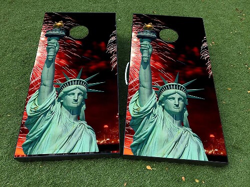 Set di Adesivi in Vinile per Tavola Cornhole Statua della Libertà