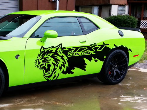 CUSTOM Cat Grunge Splash — Adesivo in vinile (fiancata) per Dodge Challenger SRT, Hellcat 2008-2014