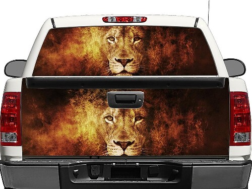 Adesivo in Vinile per Finestrino Posteriore o Portellone con Leone e Fuoco per Pick-up e SUV