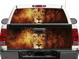 leone in fiamme Lunotto posteriore O portellone posteriore Decal Sticker Pick-up Truck SUV Car