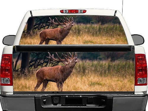 Adesivo in Vinile per Finestrino Posteriore o Portellone con Motivo Natura Selvaggia del Cervide per Pick-up e SUV