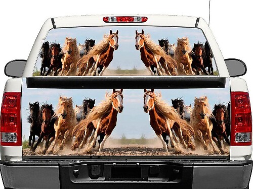 Pellicola Adesiva per Finestrino Posteriore o Portellone con Cavalli al Galoppo per Pickup