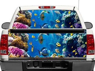 Pesci tropicali Sott'acqua mare oceano sealife Lunotto posteriore O portellone Decal Sticker Pick-up Truck SUV Car