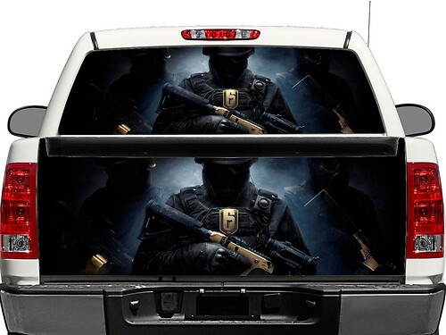 Adesivo in vinile per finestrino posteriore o portellone di Rainbow Six Siege per pick-up e SUV