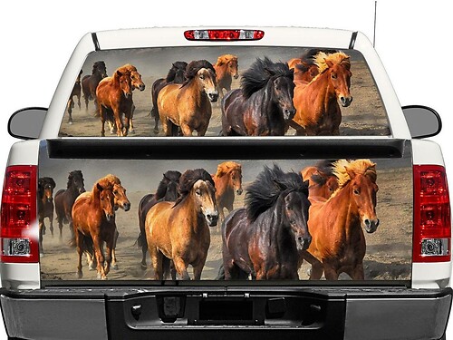 Adesivo in Vinile per Finestrino Posteriore o Portellone con Mandria di Cavalli per Pick-up e SUV