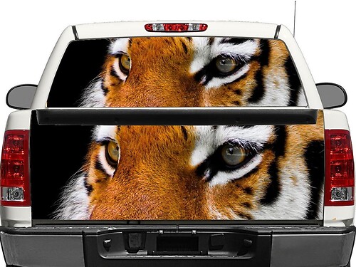 Adesivo in Vinile Eyes of the Tiger per Finestrino Posteriore o Portellone per Pick-up, SUV