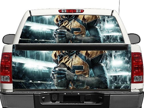 Adesivo per finestrino posteriore o portellone con giocatore di football per pickup SUV auto